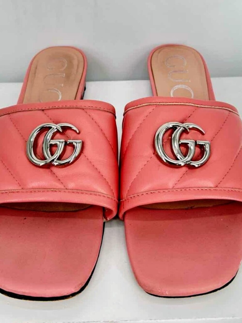 Gucci pink slides GG marmont - size 8.5
